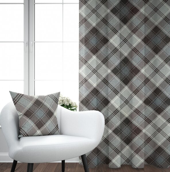 Ervi Gobelínový zatemňovací termo záves - Tradičný šedý tartan
