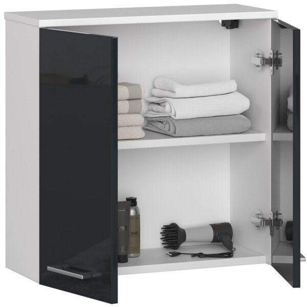 Ak furniture Závesná kúpeľňová skrinka Fin 60 cm biela/grafitová lesk