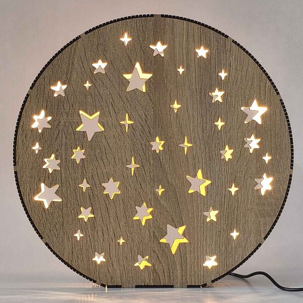 Drevená LED stolová lampa Hviezdy | MOVE: HDF - Orech 20 cm 4791-115218 LED0613