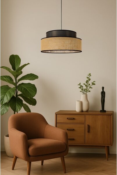 Luster na lanku BOHO 1xE27/60W/230V pr. 40 cm hnedá/béžová