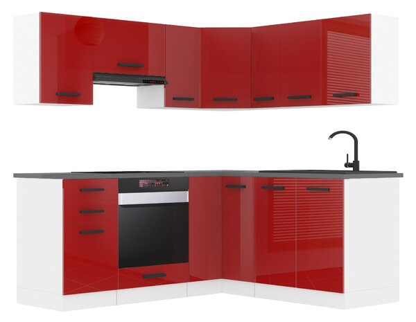 Kuchynská linka Belini Premium Full Version 380 cm červený lesk s pracovnou doskou SARAH