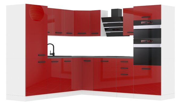 Kuchynská linka Belini Premium Full Version 480 cm červený lesk s pracovnou doskou STACY