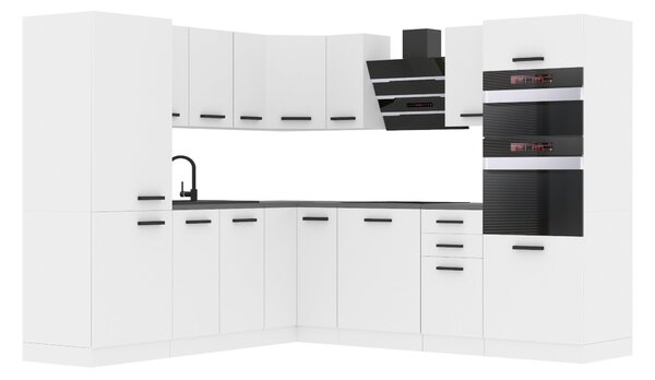 Kuchynská linka Belini Premium Full Version 480 cm biely mat s pracovnou doskou STACY