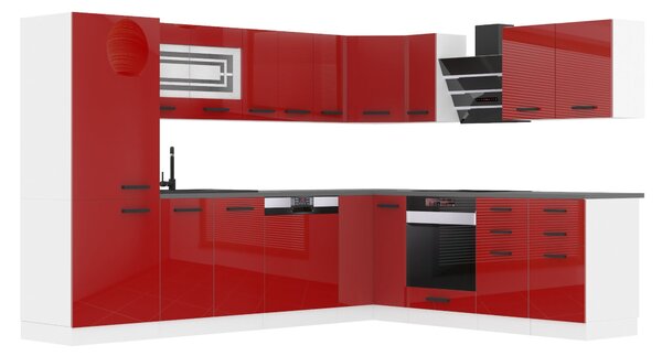 Kuchynská linka Belini Premium Full Version 520 cm červený lesk s pracovnou doskou JULIE