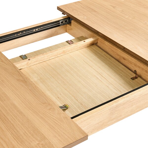 Rozkladací jedálenský stôl svetlý jaseň MDF 160/200 x 90 cm dyhovaná vrchná doska moderný dizajn kuchynský stôl