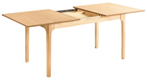 Rozkladací jedálenský stôl svetlý jaseň MDF 160/200 x 90 cm dyhovaná vrchná doska moderný dizajn kuchynský stôl