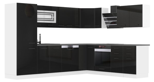 Kuchynská linka Belini Premium Full Version 520 cm čierny lesk s pracovnou doskou JULIE