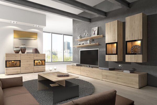 NovýNábytok.sk Obývacia stena Barly Typ 10 (dub san remo svetly). Akcia -19%. Vlastná spoľahlivá doprava až k Vám domov. 602128