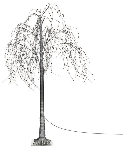 Umelý LED vianočný stromček strieborný PVC 150 cm s osvetlením moderný štýl interiér exteriér