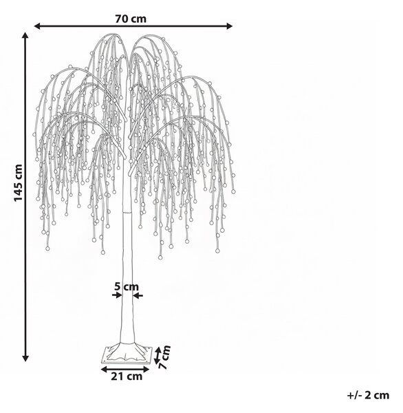 Umelý LED vianočný stromček strieborný PVC 150 cm s osvetlením moderný štýl interiér exteriér