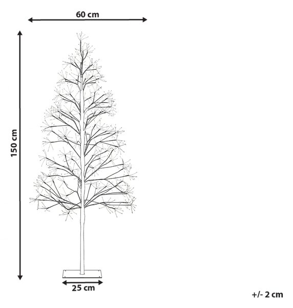 Umelý LED vianočný stromček hnedý PVC 150 cm 9 režimov osvetlenia moderný štýl interiér exteriér