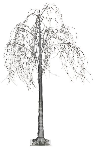 Umelý LED vianočný stromček strieborný PVC 150 cm s osvetlením moderný štýl interiér exteriér
