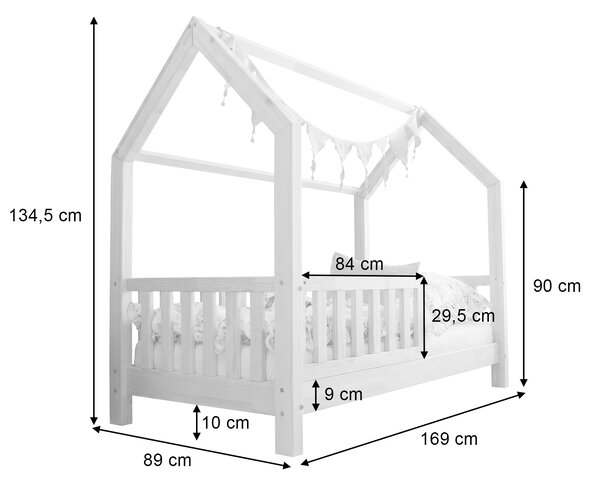 Detská domčeková posteľ Bianco 80x160 - prírodná