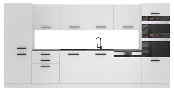 Kuchynská linka Belini Premium Full Version 360 cm biely mat s pracovnou doskou NAOMI