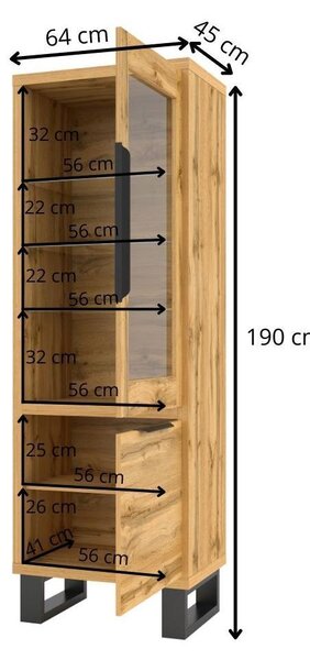 NovýNábytok.sk Vitrína Harley Typ 05 (dub wotan). Akcia -18%. Vlastná spoľahlivá doprava až k Vám domov. 1030213