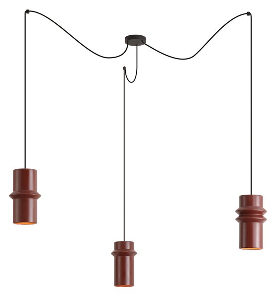 Retro závesná lampa červená s čiernou 3-svetlá - Monti