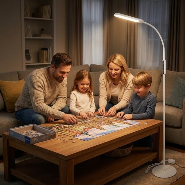 Stmievateľná LED stojacia lampa TEILO LED/10W/230V 3000/4000/6500K biela + diaľkový ovládač
