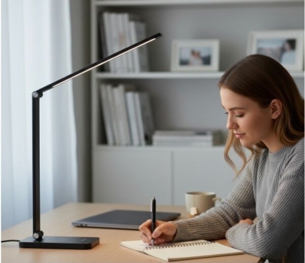 Stmievaná LED stolná lampa s bezdrôtovým nabíjaním NOBLITE Q LED/7W/230V 3000/4000/6500K čierna