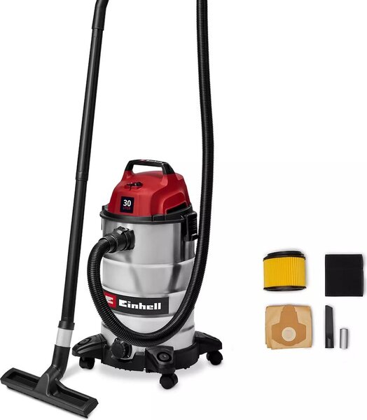 Einhell TC-VC 3055 S, 950 W, Cylindrový vysávač, Suché a mokré, Vrecko na prach, 30 L, Filtrovanie