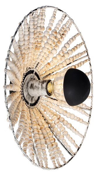 Orientálna nástenná lampa béžová s korálkami - Moti