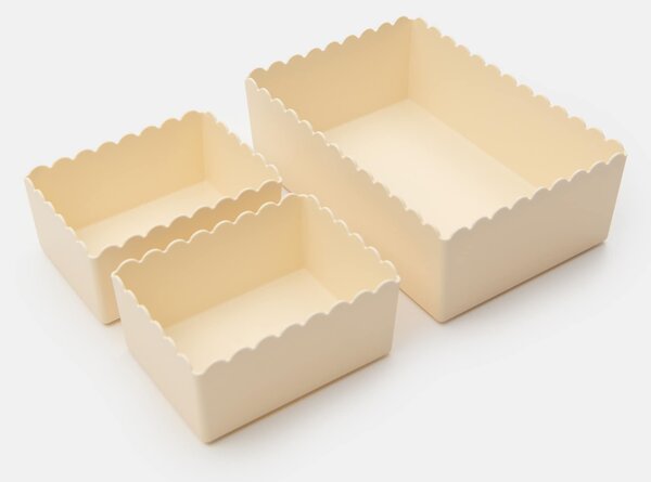 Sinsay - Sada úložných boxov s vlnitým okrajom 3 pack - telová