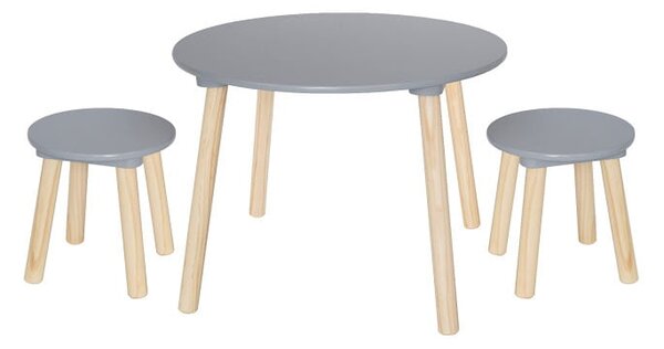 JaBaDaBaDoo Detský drevený stôl so stoličkami- sivý
