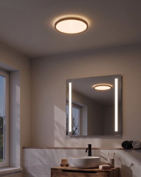 Okrúhle stropné svietidlo svetlohnedé LED panel ploché zapustené svietidlo s diaľkovým ovládaním