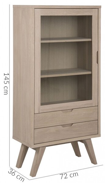 Actona Vitrína A-Line 145 cm bielený dub