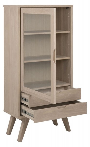 Actona Vitrína A-Line 145 cm bielený dub