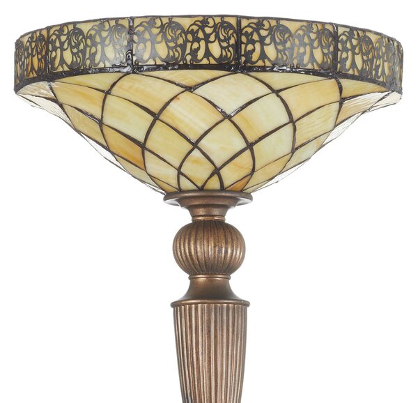 Stojacia lampa Diamond v štýle Tiffany, Hnedá / hrdzavá, Obývacia izba / jedáleň, Sklo, Tiffany, Zemné bodové svetlo
