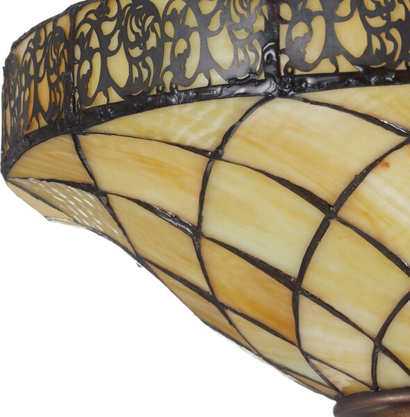 Stojacia lampa Diamond v štýle Tiffany, Hnedá / hrdzavá, Obývacia izba / jedáleň, Sklo, Tiffany, Zemné bodové svetlo
