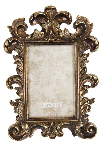 Antik zlatý fotorámček s ornamentami - 18 * 2 * 27 cm / 10 * 15 cm - Clayre & Eef