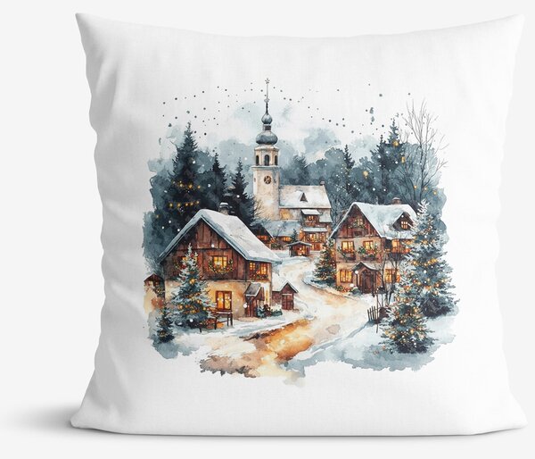 Goldea dekoračná obliečka na vankúš - zimná dedinka 45 x 45 cm