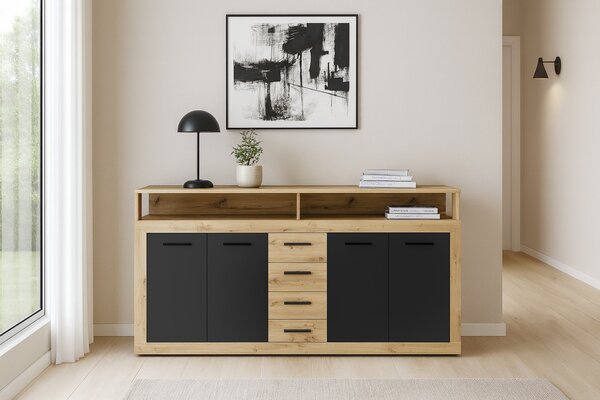 Vivaldi Komoda Luna 190 cm dub Artisan/čierna