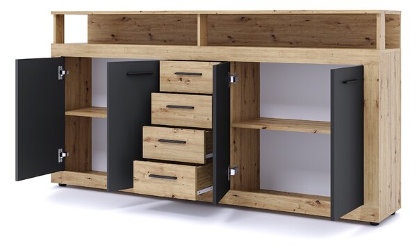 Vivaldi Komoda Luna 190 cm dub Artisan/čierna