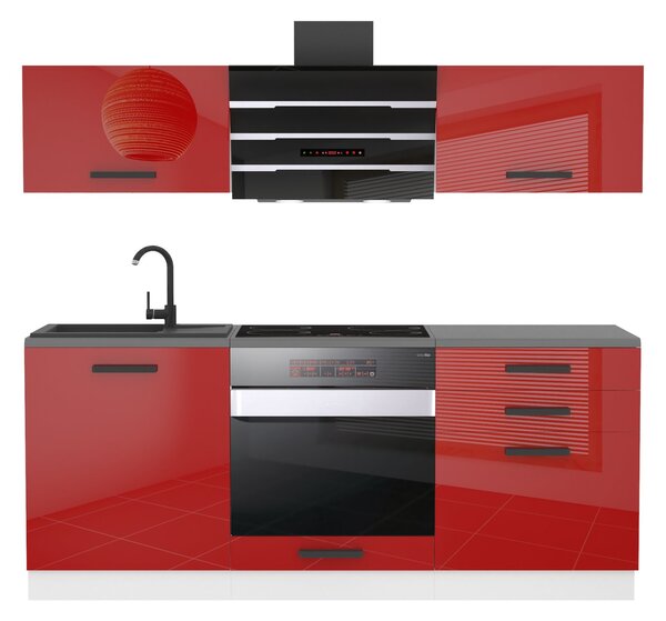 Kuchynská linka Belini Premium Full Version 180 cm červený lesk s pracovnou doskou SOPHIA