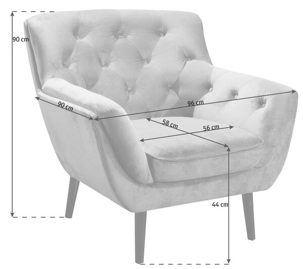 KRESLO CHESTERFIELD, drevo, textil, sivá, čierna Stylife - Kreslá