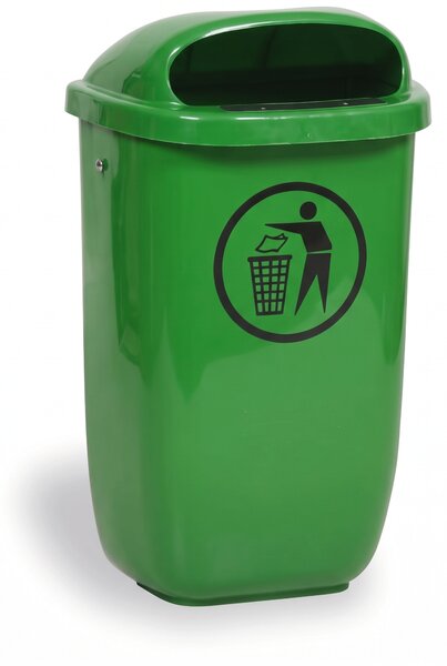 Vonkajší odpadkový kôš na stĺpik, 50 l, 425 x 320 x 780 mm, tmavo zelený