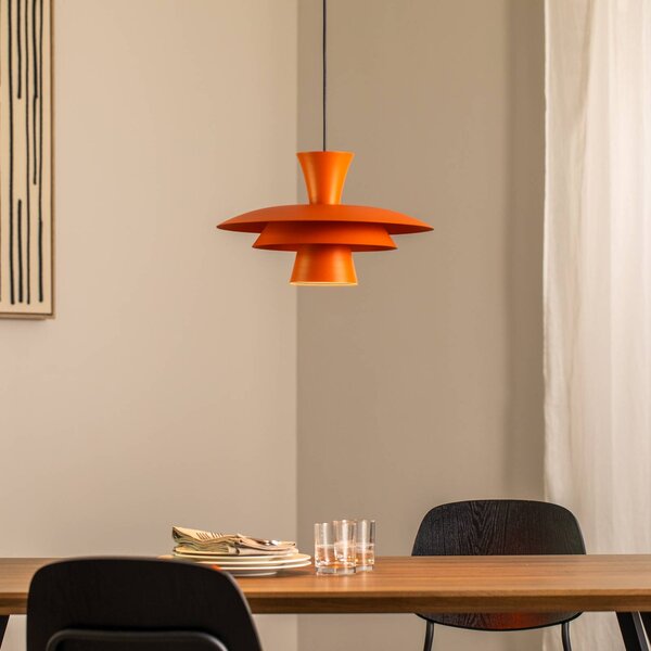Závesné svietidlo Plato, oranžové, kov, Ø 38 cm, E27, Žltá / oranžová, Obývacia izba / jedáleň, kov, Moderný, Závesné svietidlo
