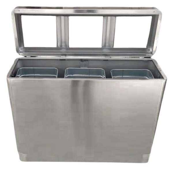 Odpadkový kôš na triedený odpad, 3x44 l, nerezový