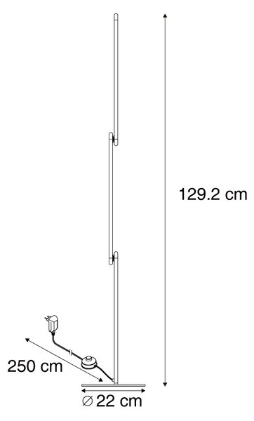 Dizajnová stojaca lampa čierna vrátane LED s 3-stupňovým stmievaním - Gate