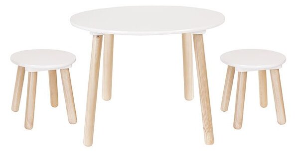JaBaDaBaDoo Detský drevený stôl so stoličkami biela