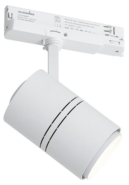Moderné koľajnicové bodové svietidlo biele pre 3-fázovú koľajnicu vrátane LED - 3-Phase Ruler