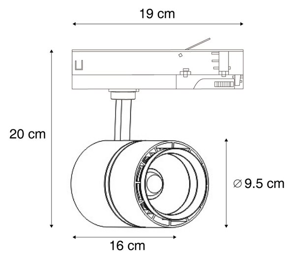 Moderné koľajnicové bodové svietidlo biele pre 3-fázovú koľajnicu vrátane LED - 3-Phase Ruler