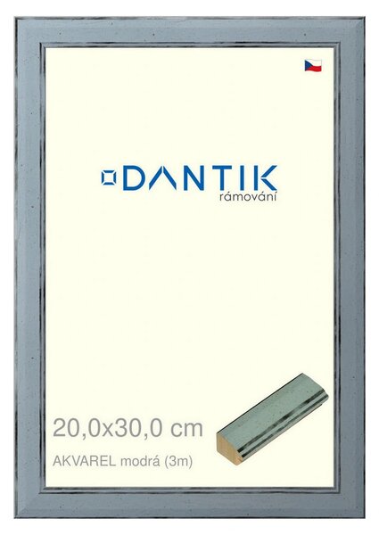 DANTIK rám na obraz 20x30 | AKVAREL modrá (Sklo Čiré)