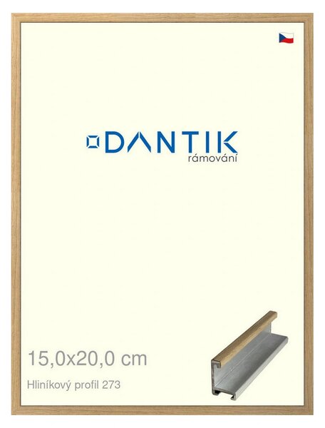 DANTIK rám na obraz 15x20 | ALU Dýha dub (Sklo Čiré)