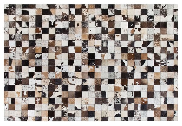 Koberec viacfarebný kožený 140 x 200 cm moderný patchworkový z hovädzej kože ručne vyrobený