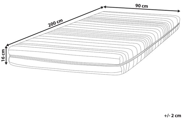 Penový matrac biely 90 x 200 cm polyester snímateľný poťah so zipsom stredne tvrdý
