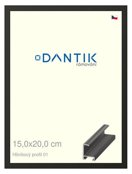 DANTIK rám na obraz 15x20 | ALU Černá matná (Sklo Čiré)