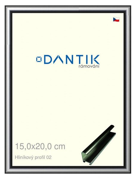DANTIK rám na obraz 15x20 | ALU Šedá leská (Sklo Čiré)
